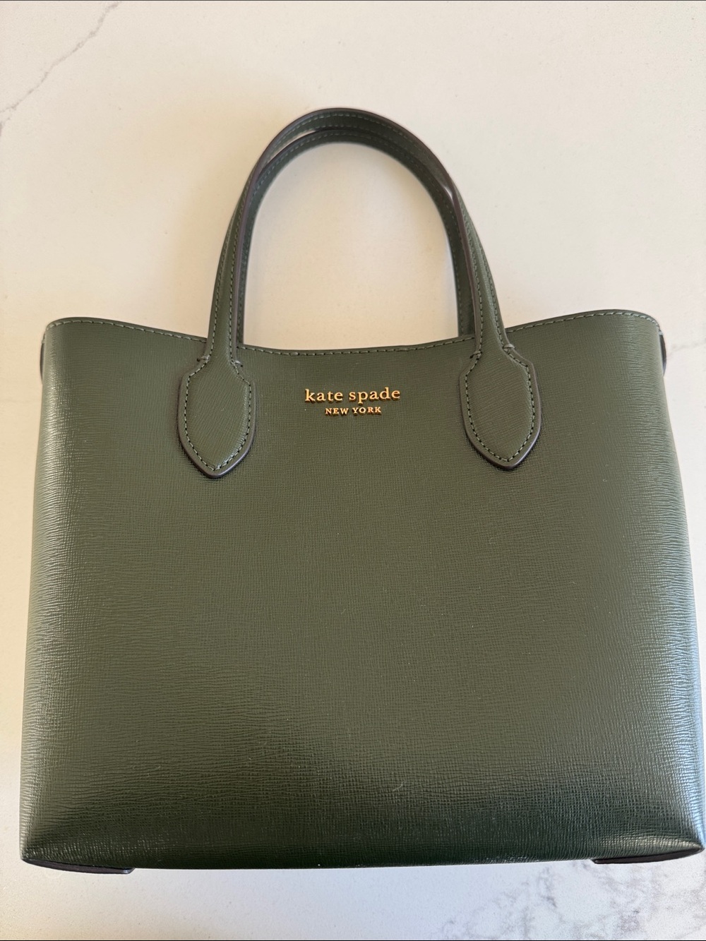 kate spade Green Leather Satchel with Gold logo
